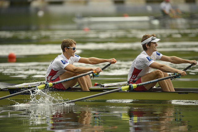 Josh and Andrew race at the second World Cup in Lucerne. Photo courtesy of Ed Moran / USRowing